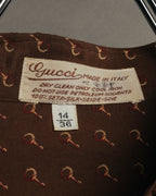 “GUCCI” 70’s horsebit monogram silk shirt