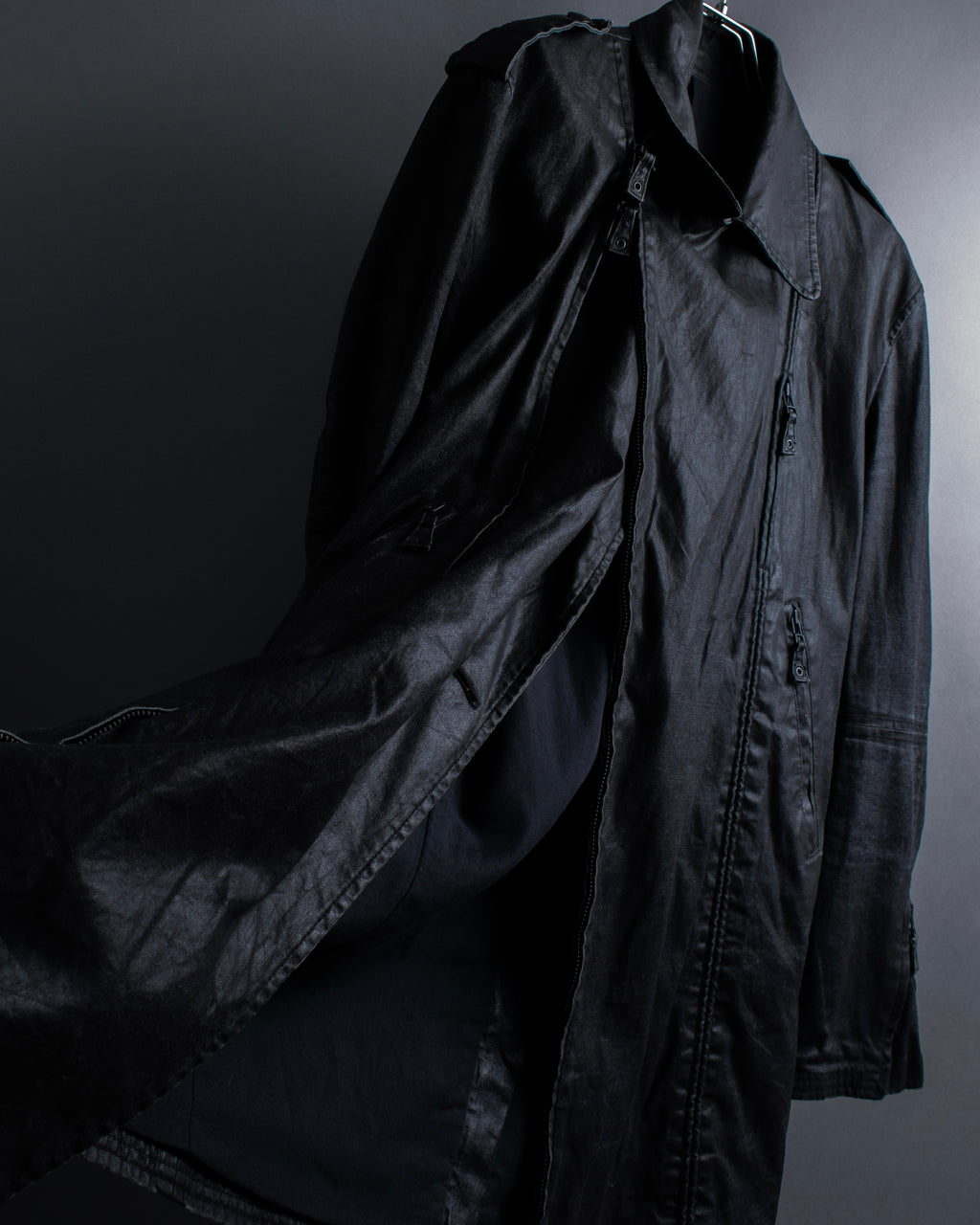 "JEAN PAUL GAULTIER" Firm finish double-zip belted mid-length coat