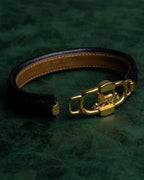 "CELINE" Horse-drawn carriage motif buckle leather bracelet