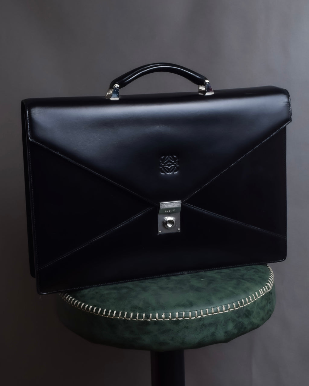"LOEWE" Logo engraved leather briefcase bag
