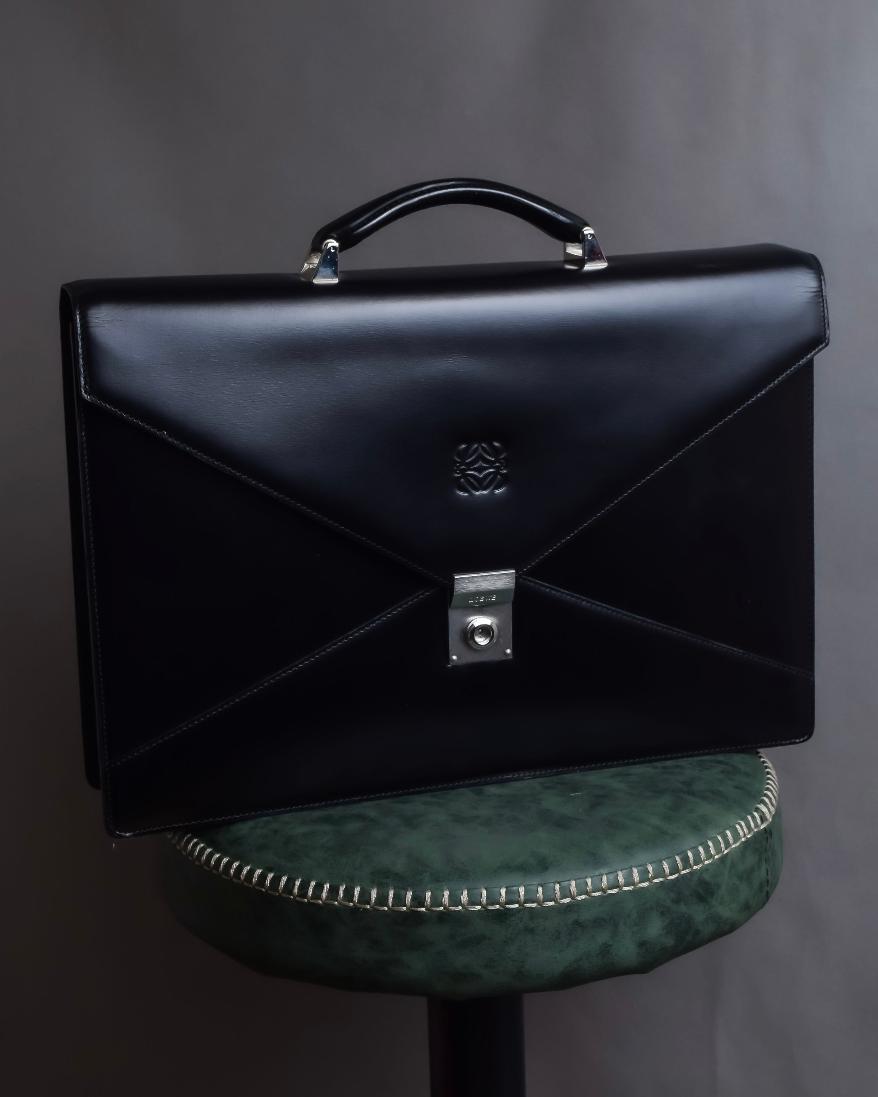 "LOEWE" Logo engraved leather briefcase bag