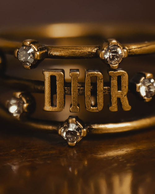 “Christian Dior” 00’s Crystal embellished Dior logo multi band ring