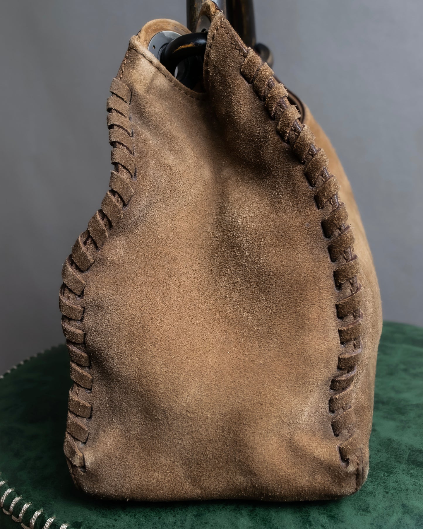 "GUCCI" Suede wood handle hobo bag