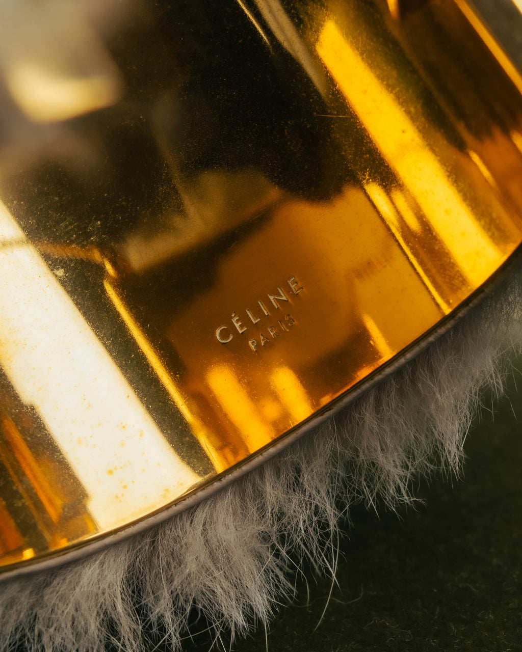 “CELINE” 2010’s Fur covered cuff bracelet