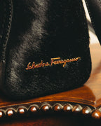 "Salvatore Ferragamo" 90's-00's Textured calf hair shoulder bag