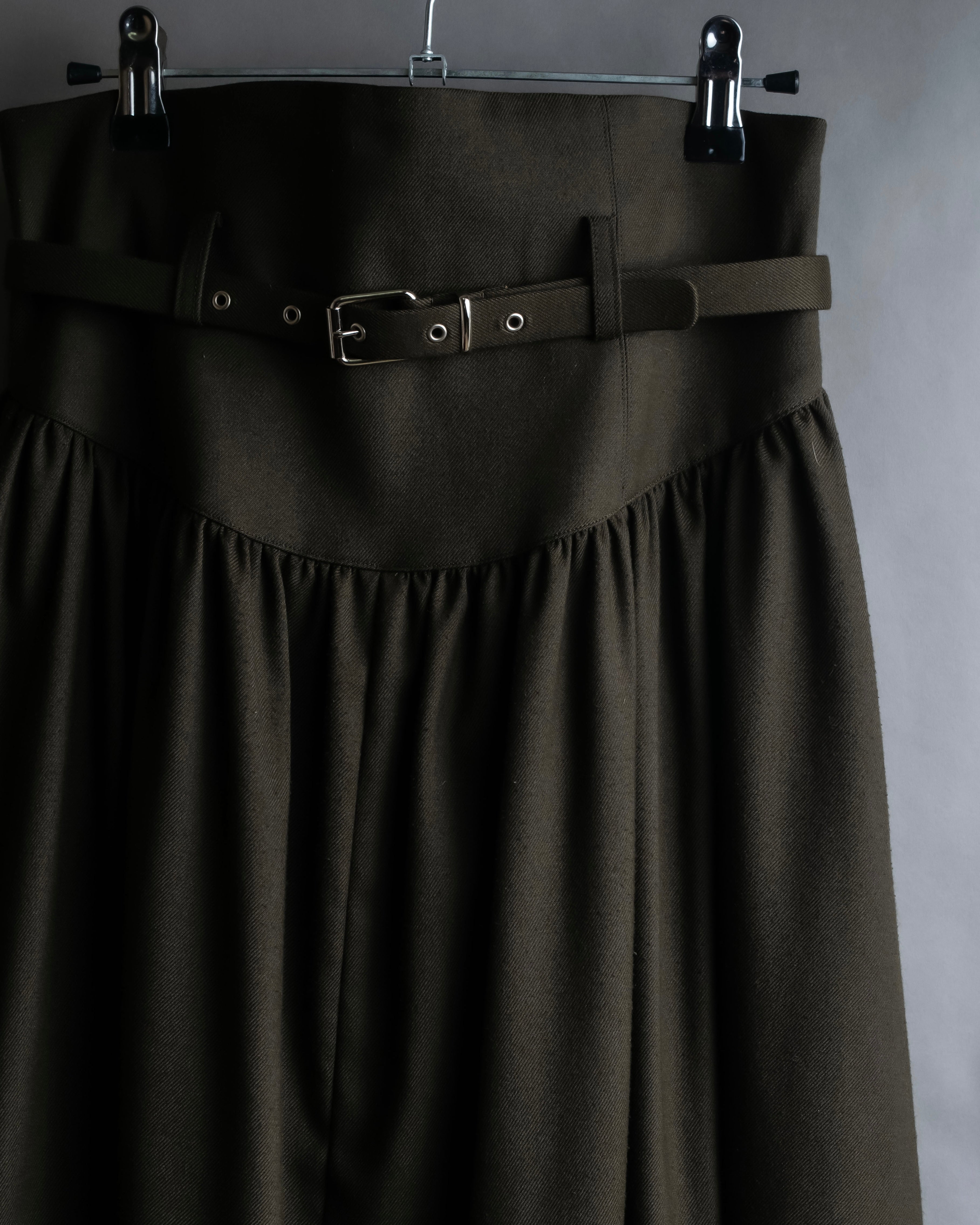 "SUPPORT SURFACE" Belted gather design flare long skirt