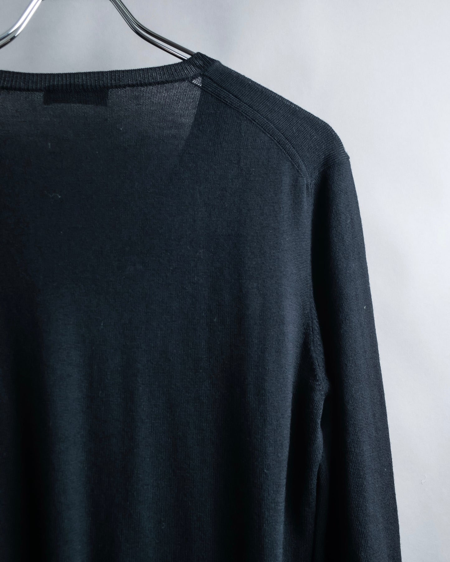 "PRADA" V-neck relaxed wool high gauge knit pullover