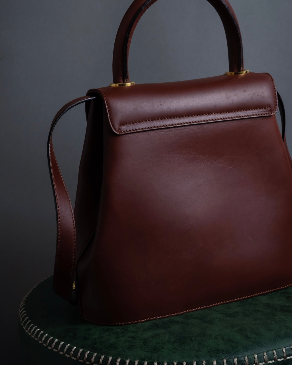 "Salvatore Ferragamo" Coin motif metal design leather hand bag