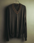“GUCCI” 90’s-00’s Web stripe V-neck knit sweater