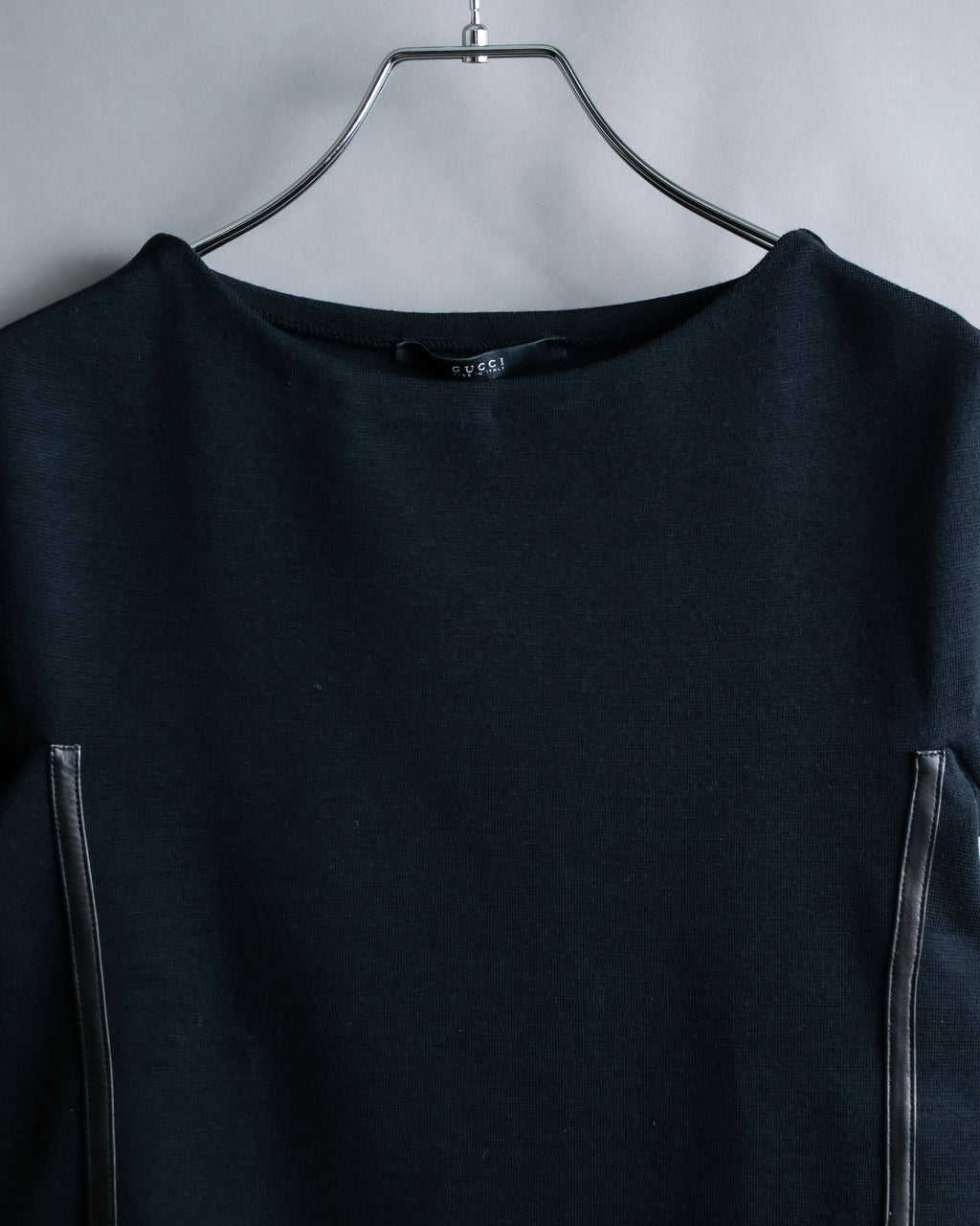 "GUCCI" Leather piping design box sleeve T-shirt