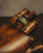 "GUCCI" 20's Ornate green inlay wide band ring