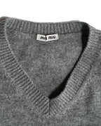 MIU MIU
/ Back Logo Cut Off Short Knit Sweater Gray