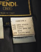 "FENDI" 90’s-00’s Sculptural belted leopard cat fur collar alpaca coat