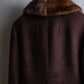 "Vintage fur collar waist shape A-line coat"