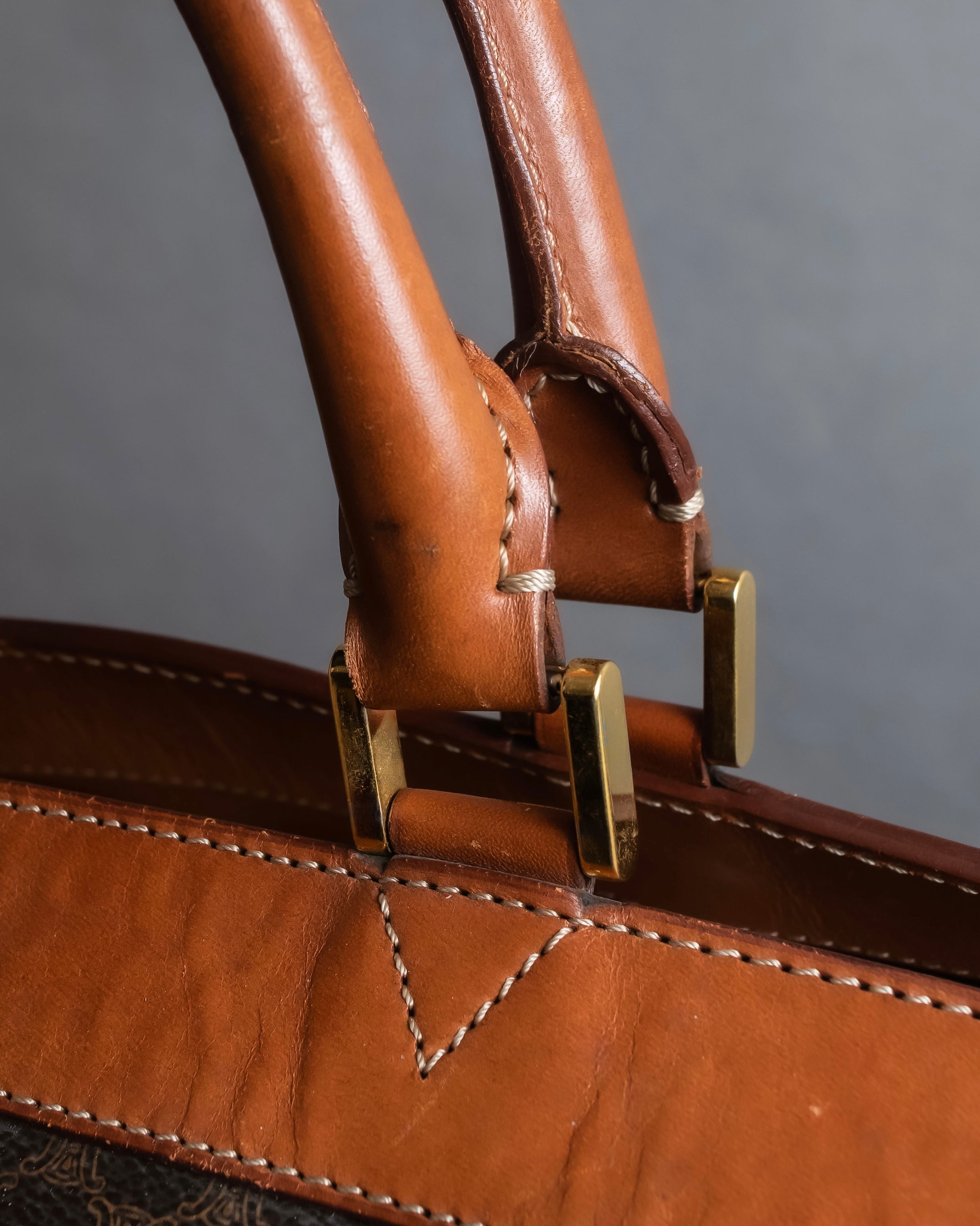 "CELINE" Macadam pattern leather combination boston bag