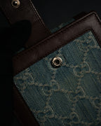 “GUCCI” 00’s GG denim script logo wallet