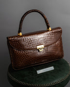 "Franco Parmiggiani" Turn lock design crocodile texture hand bag
