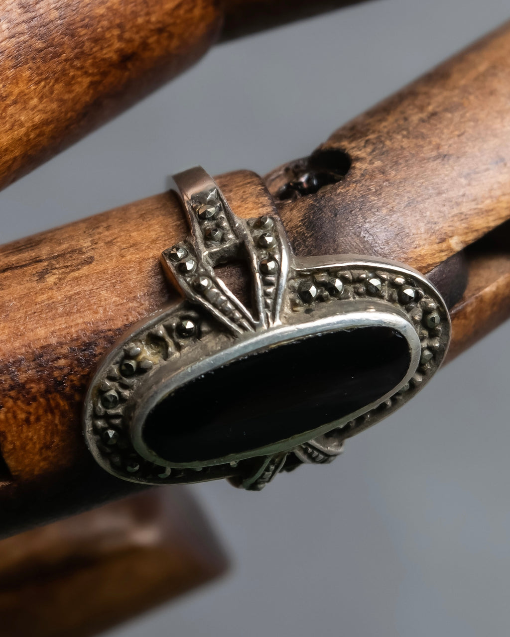 "GEORG JENSEN" Silver925 Onyx motif ring