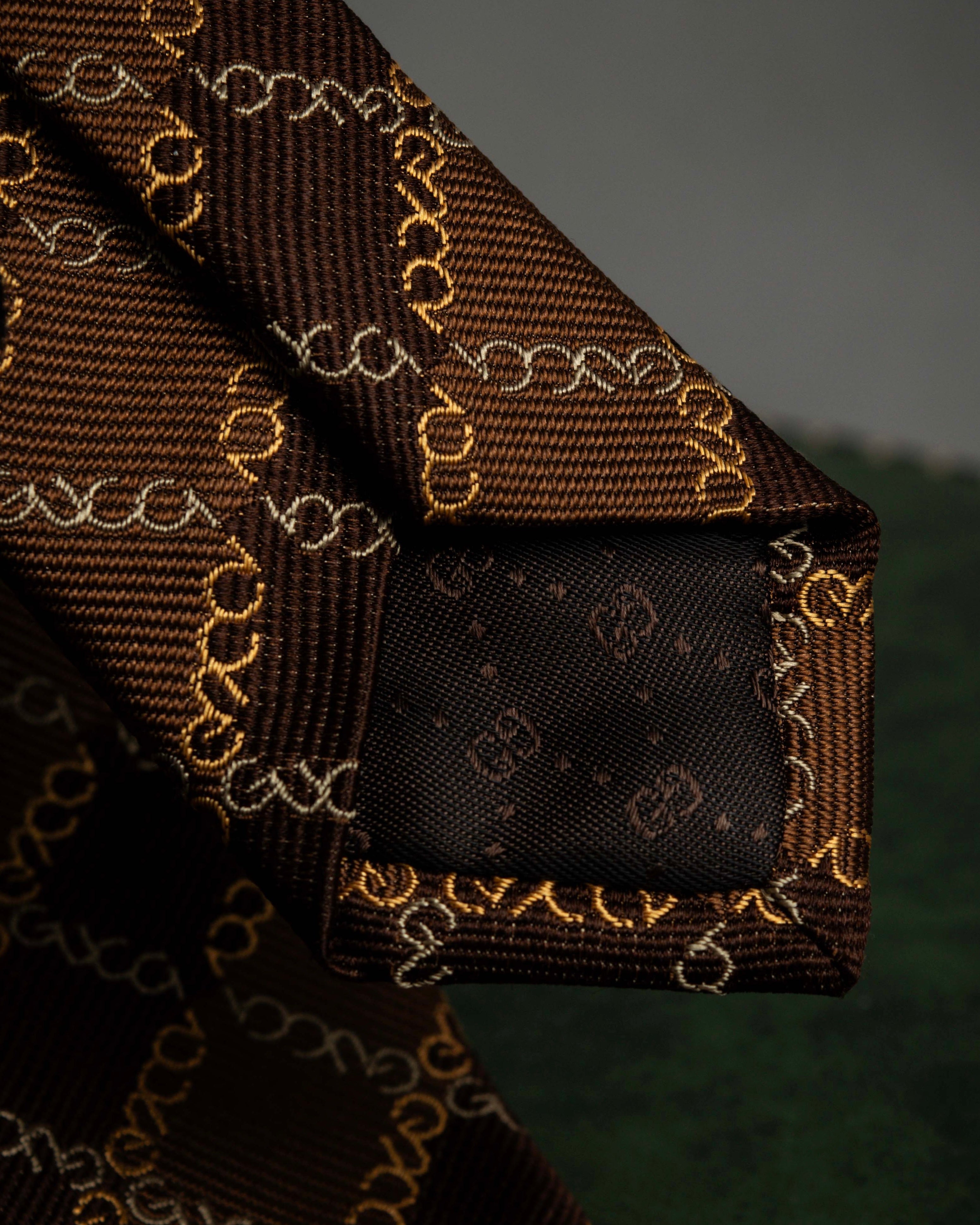 "GUCCI" Chain plaid design silk neck tie