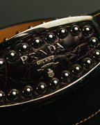 “PRADA” 90’s-00’s Studded logo leather belt