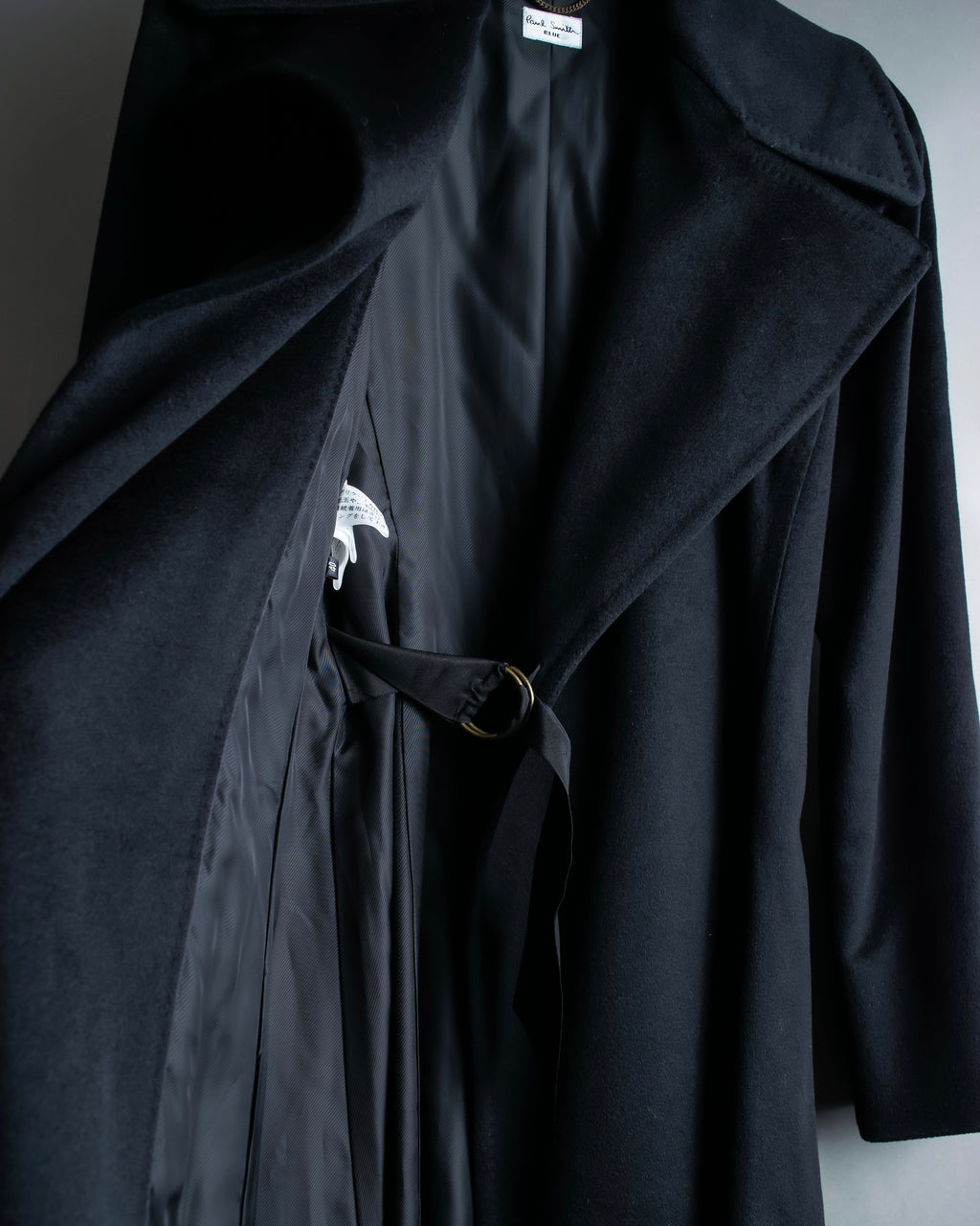 "PAUL SMITH" 100% wool maxi length belted gown coat