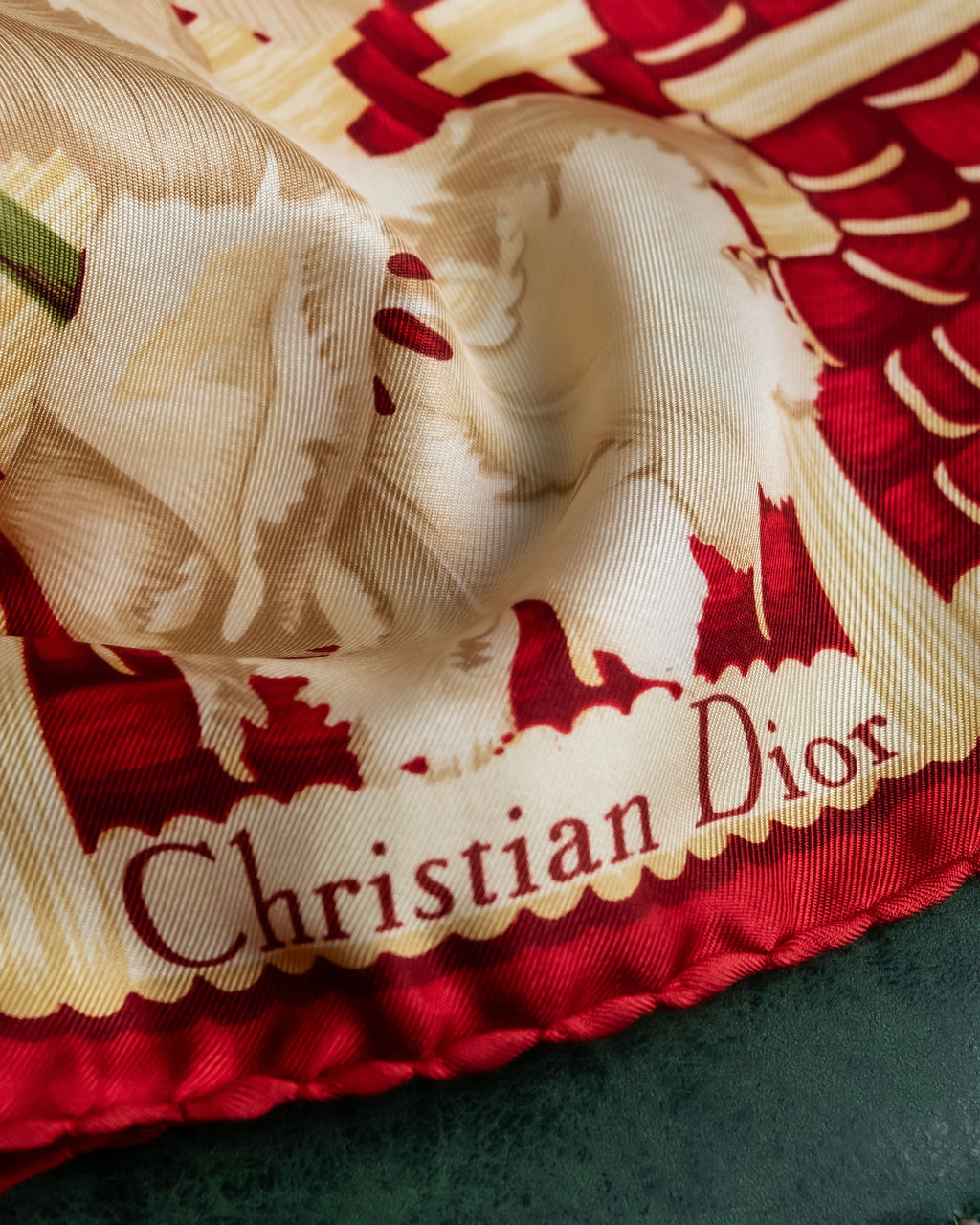 "Christian Dior" Houndstooth floral square scarf