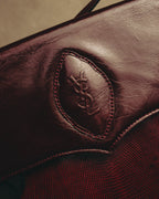 "Yves Saint Laurent" 80's-90's Burgundy embossed leather shoulder bag