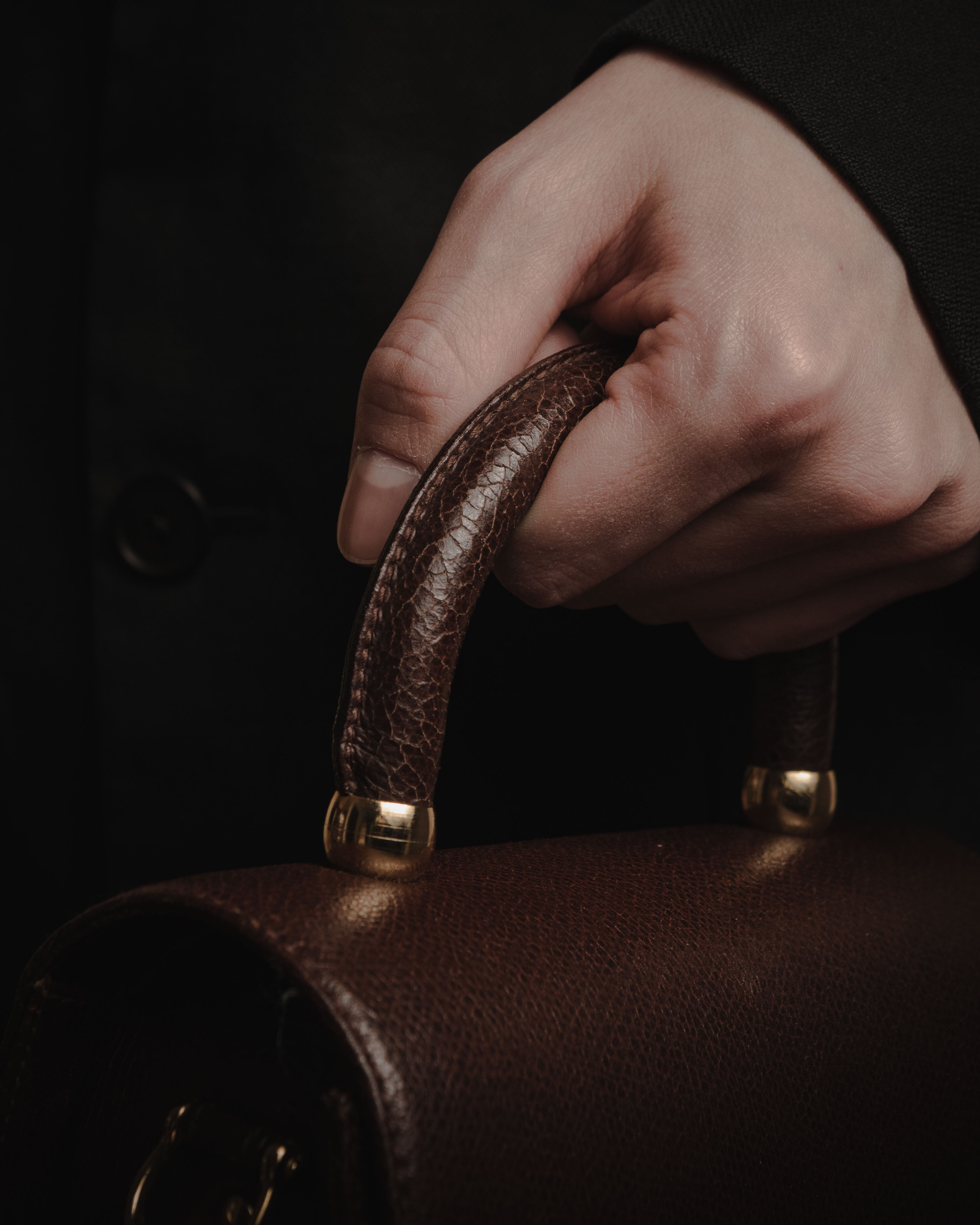 "Max Mara" Structured top handle leather shoulder bag