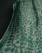 "Christian Dior" 85's-95's Vintage emerald tulip botanical silk shantung scarf
