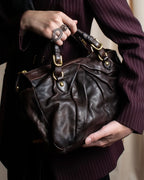 "MIU MIU" Tuck pleat design leather hand bag