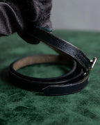 "HERMES" Single pin buckle leather narrow bracelet