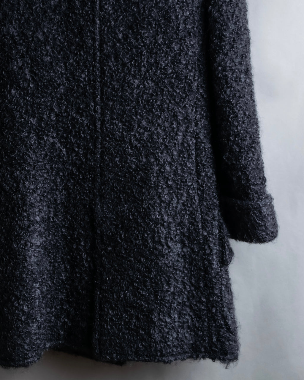 "Valentino Garavani" Fur collar boucle wool mid-length coat