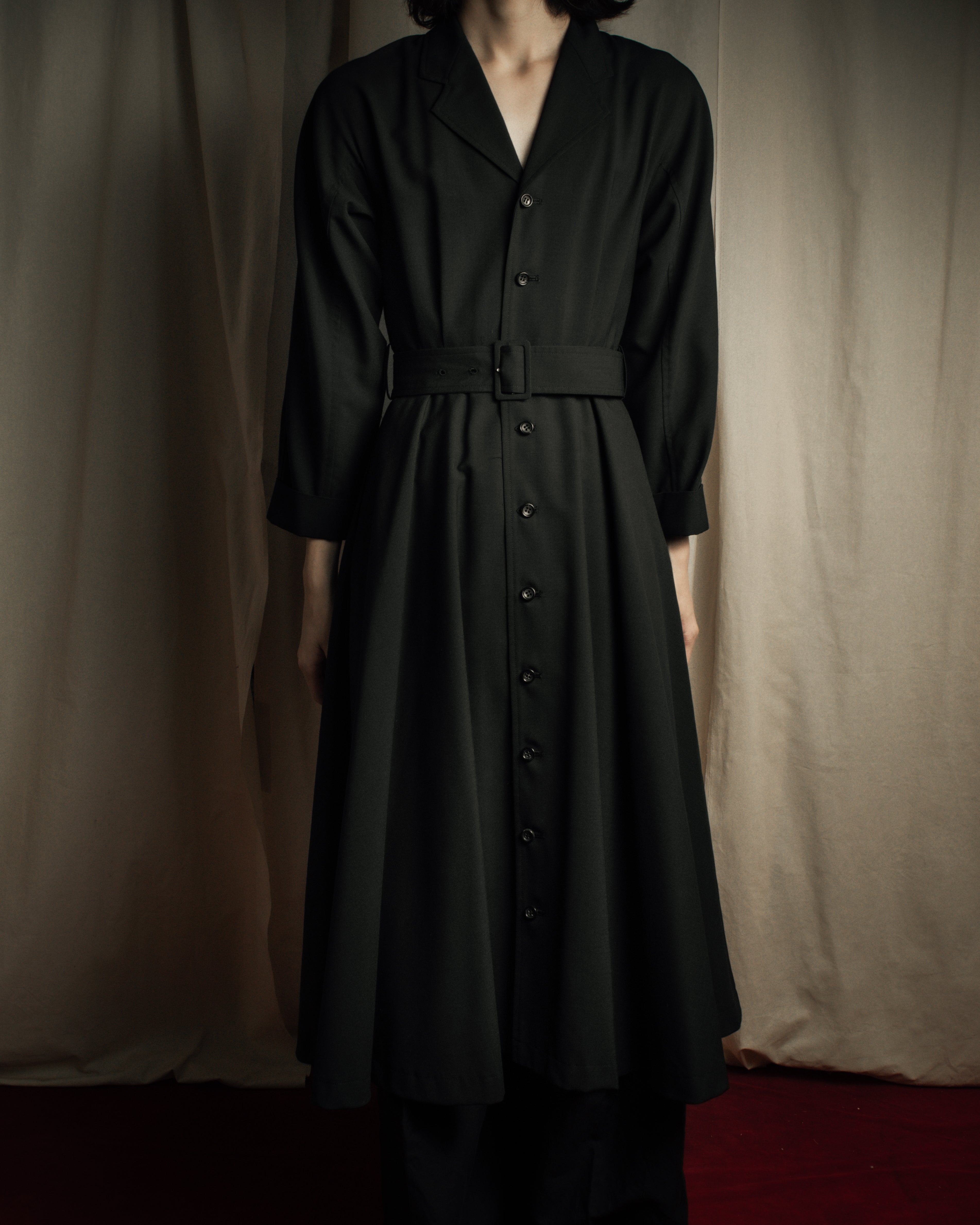 "tricot COMME des GARCONS" 90's Tailored collar belted long dress