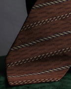 "GIORGIO ARMANI" Double line stripe pattern silk necktie