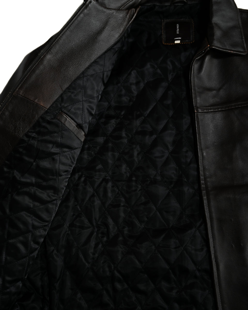 VINTAGE / Architectural Leather Jacket Dark Brown