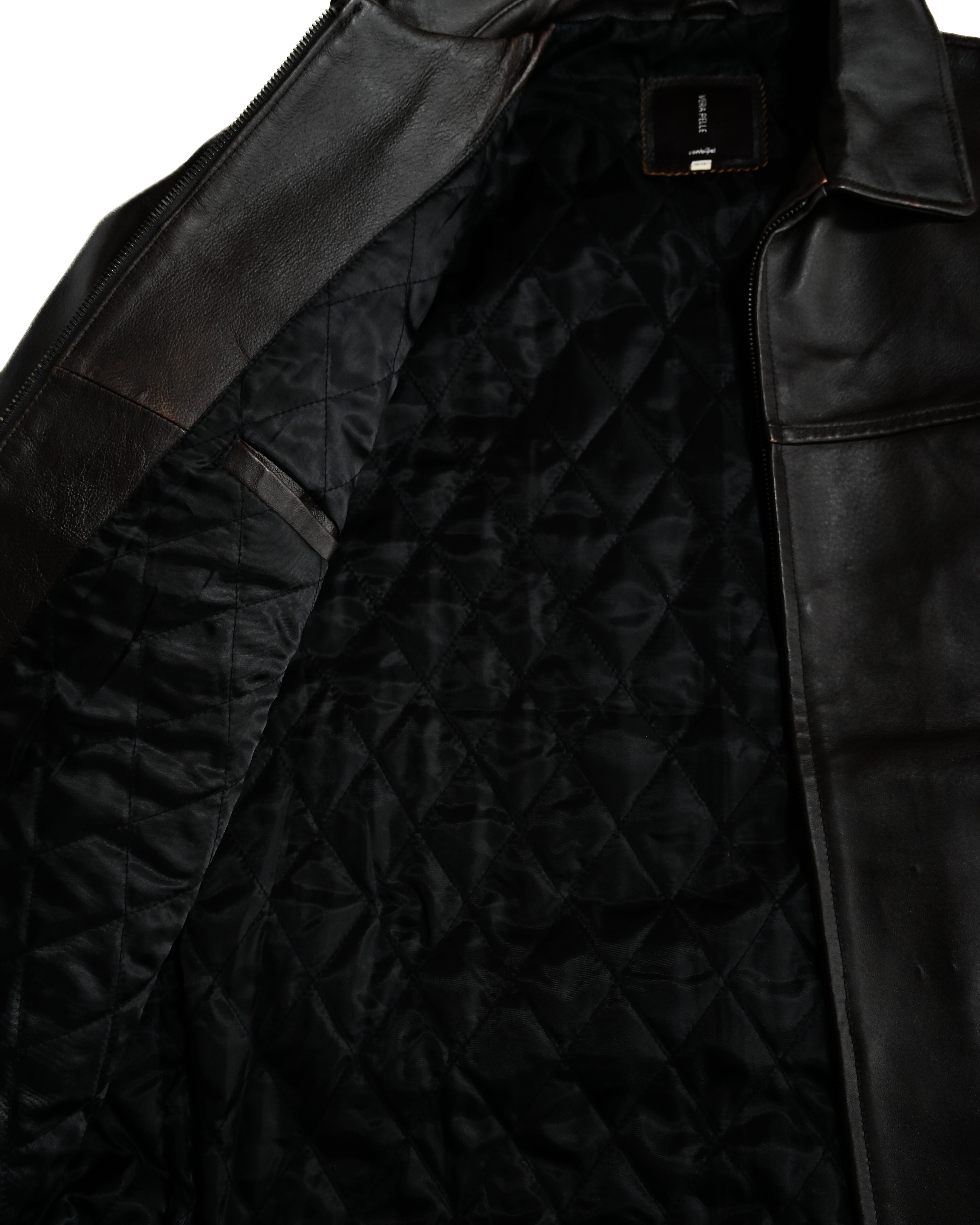 VINTAGE / Architectural Leather Jacket Dark Brown