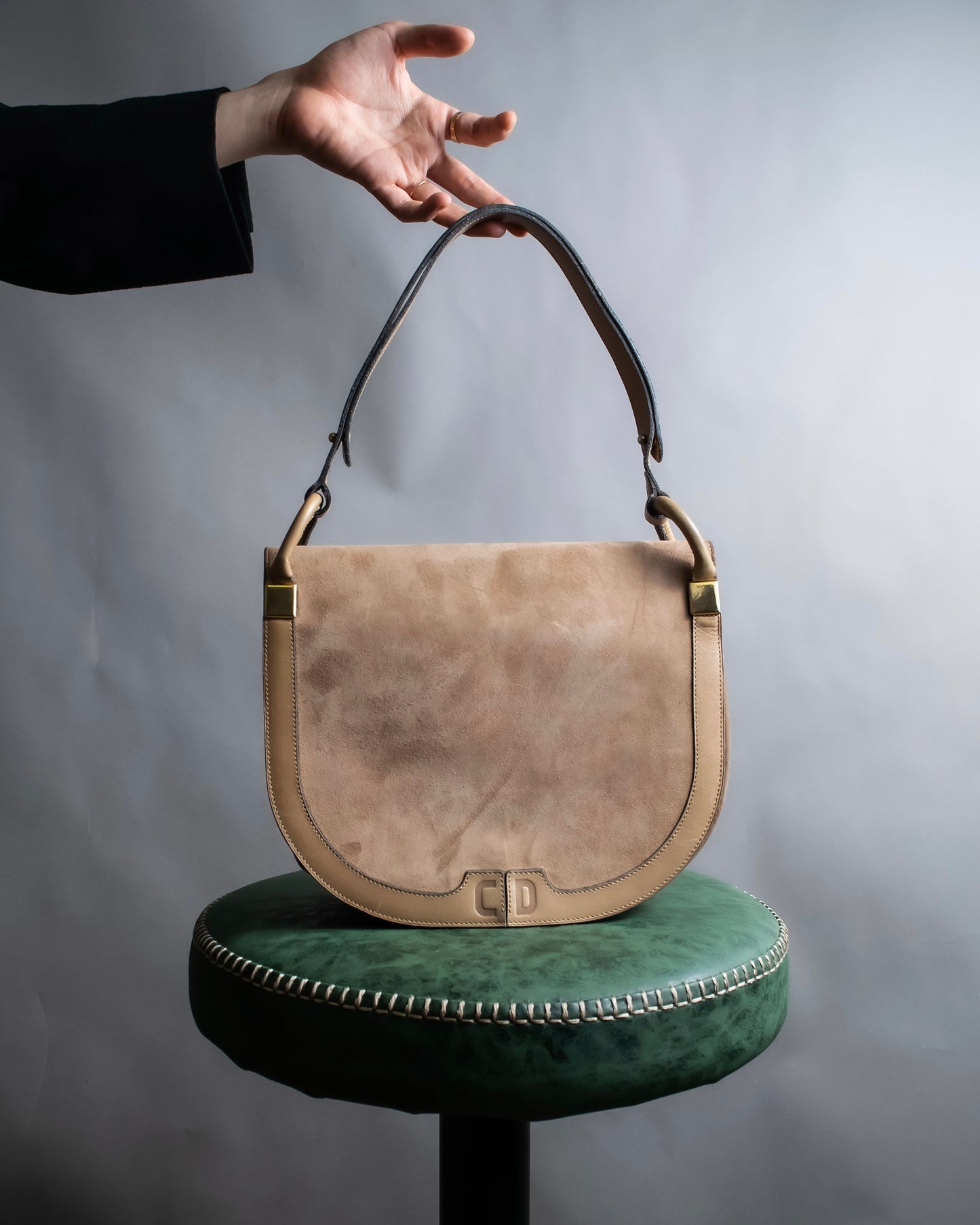 "Christian Dior" Suede material one handle shoulder bag