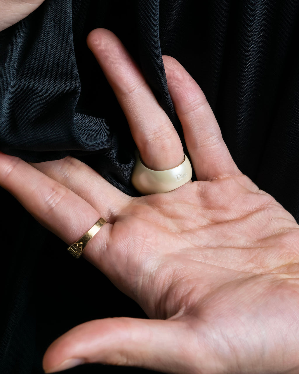 "Christian DIOR" Balloon detail logo design ring