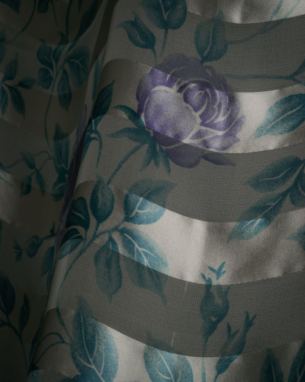 “Yves Saint Laurent” 80’s-90’s Sheer stripe floral silk scarf