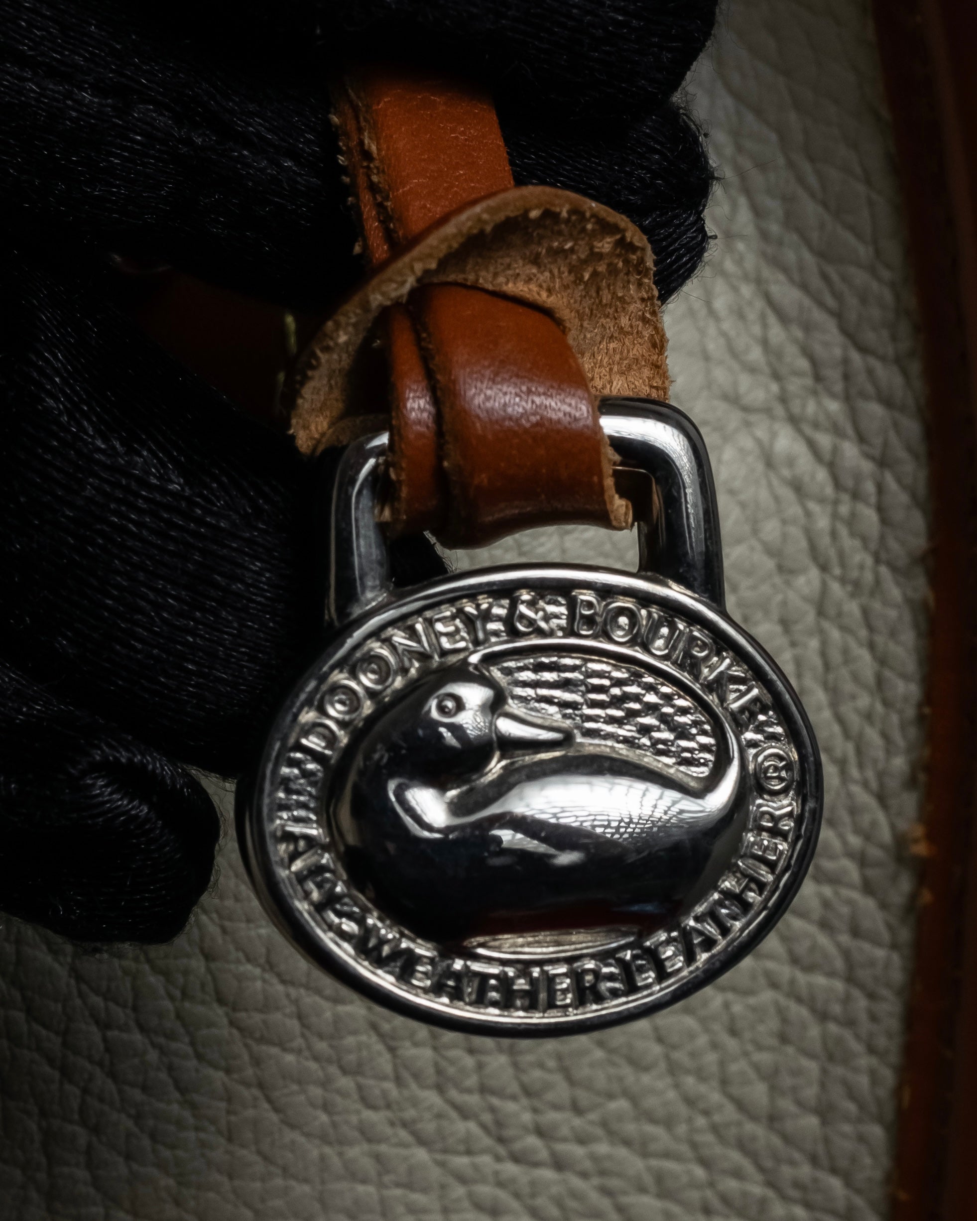 "Dooney & Bourke" Patch front design Two-tone leather shoulder bag