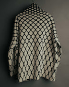 "VALENTINO" 20's Oversized diamond jacquard turtleneck knit sweater