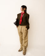 VINTAGE/ Linen Tasted 2 Tuck Trousers Light Beige