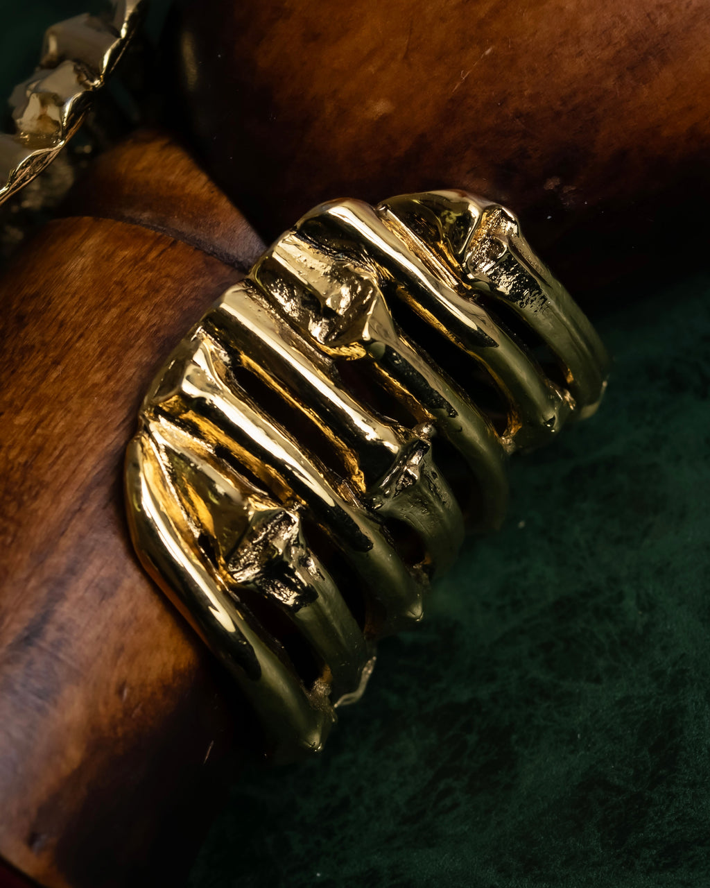 "YVES SAINT LAURENT" Skeletal arm shape design gold bangle