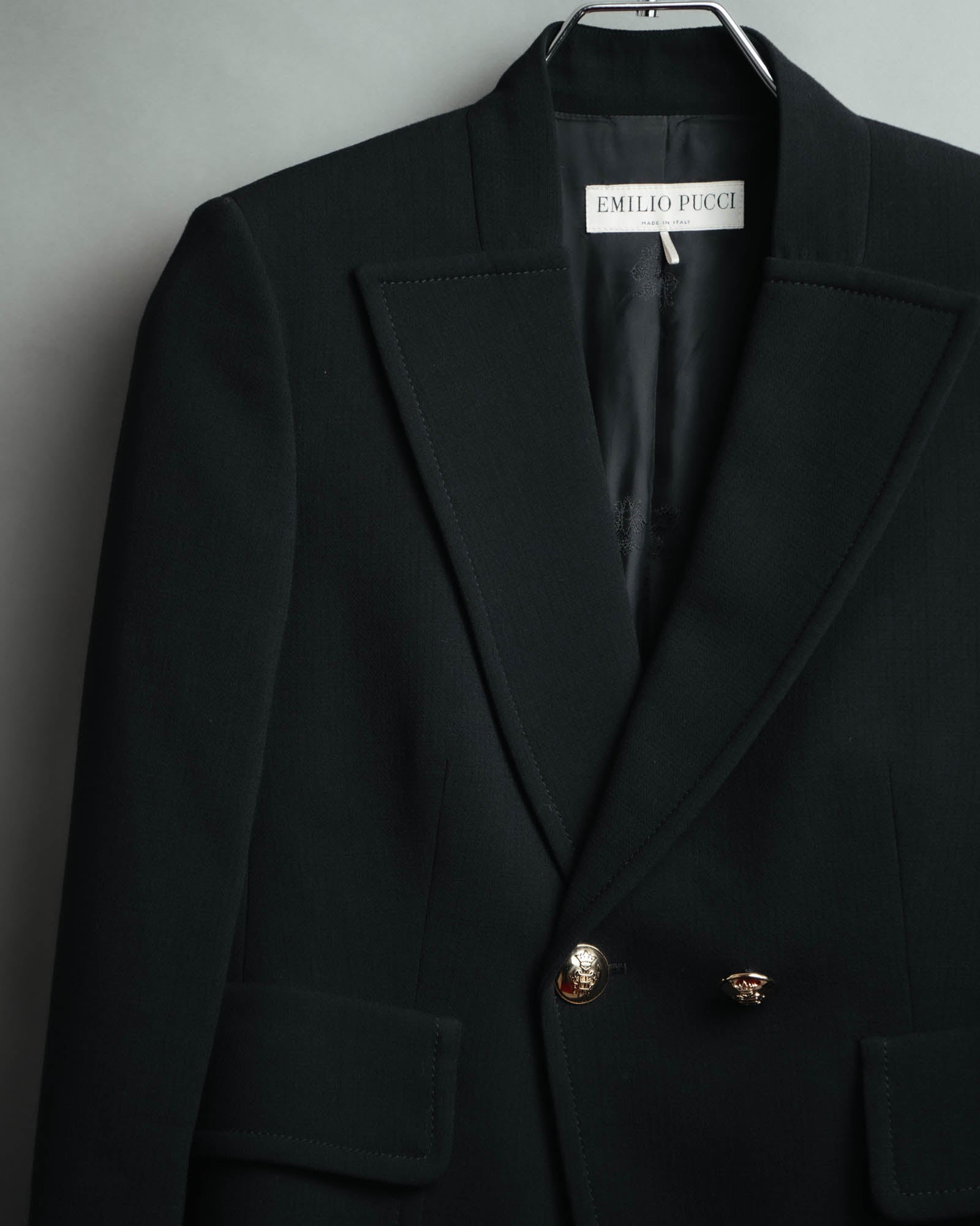 "EMILIO PUCCI" 00's-10's Gold buttoned tailored wool blazer
