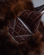"FALORNI ITALIA LE BORSE" Mink fur leather combination design bag
