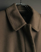 -SPECIAL- "FENDI" 90's-00's Cashmere blend long coat with leather contrast