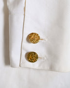 CHANEL/  Front Pleats Designed Fly Front Shirt with Gold CC Button