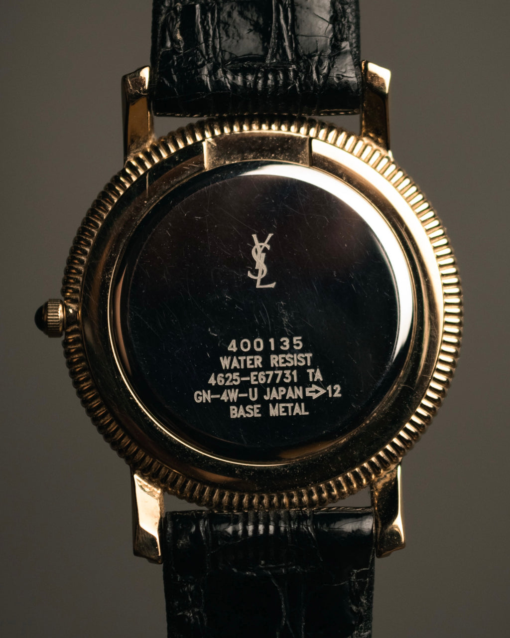 “Yves Saint Laurent” 80’s-90’s coin edge quartz leather watch