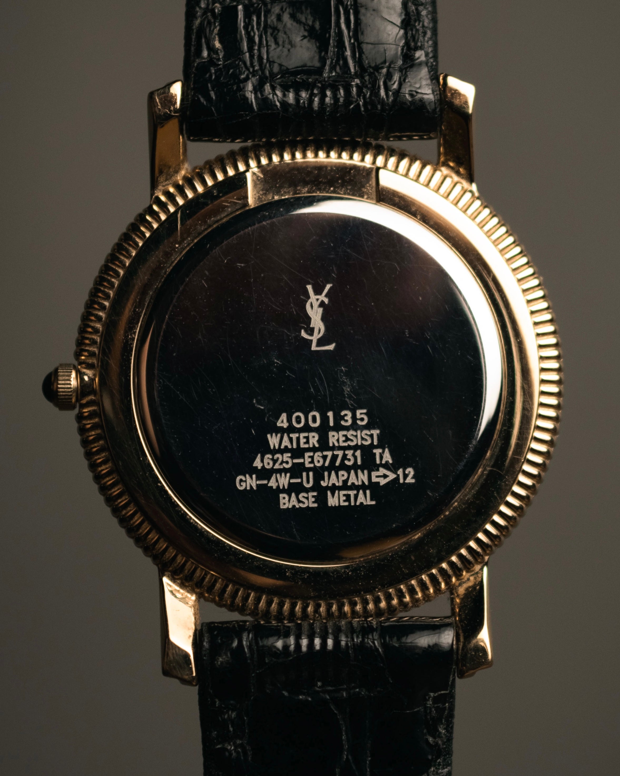 “Yves Saint Laurent” 80’s-90’s coin edge quartz leather watch