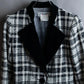 "YVES SAINT LAURENT" Monotone Madras check pattern shaped tailored jacket